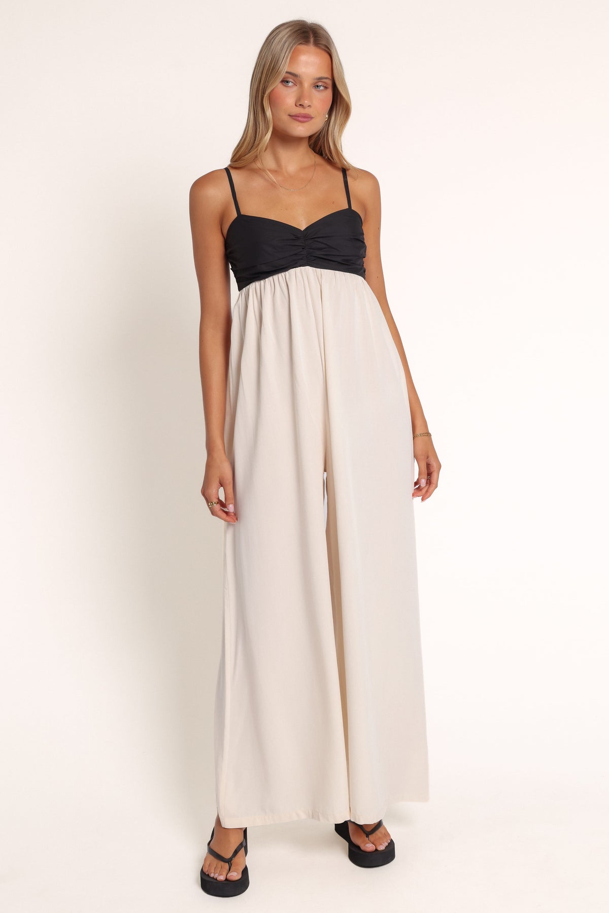 PLAYSUITS Dennie Contrast Jumpsuit - Cream/Black