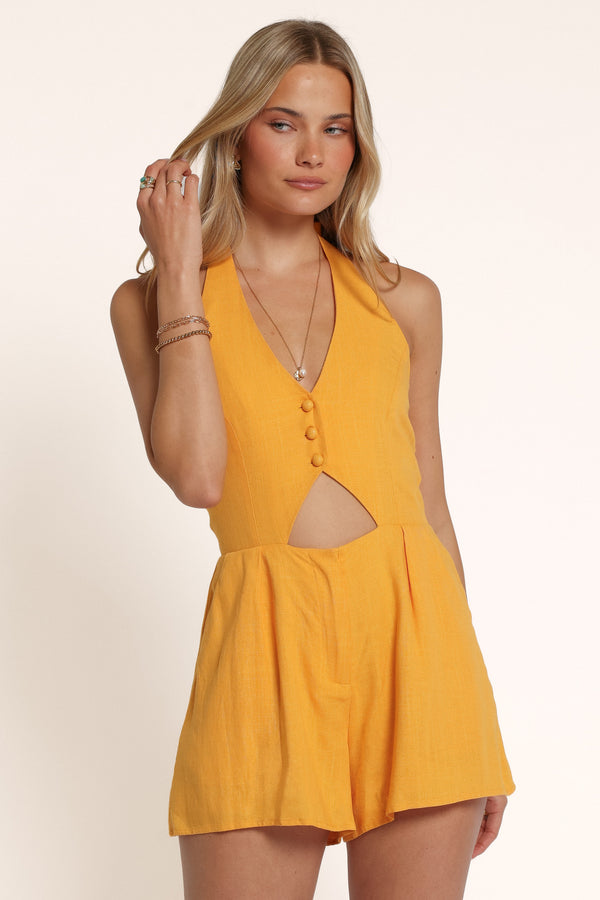 PLAYSUITS Drew Tailored Halter Playsuit - Marigold
