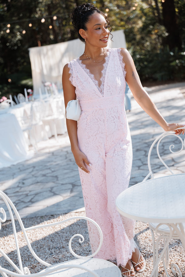 PLAYSUITS Eloise Lace Jumpsuit - Light Pink