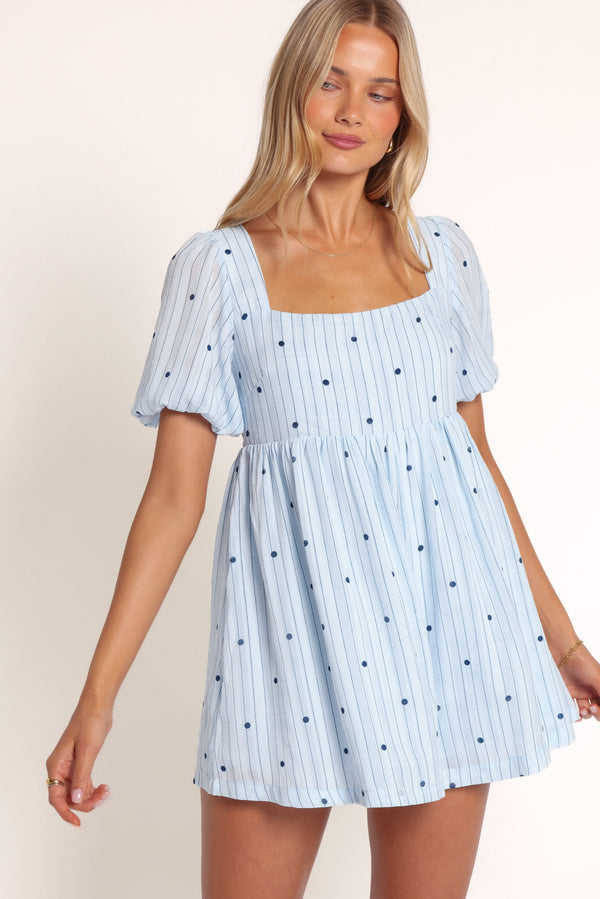 PLAYSUITS Floretta Puff Sleeve Playsuit - Blue Dot