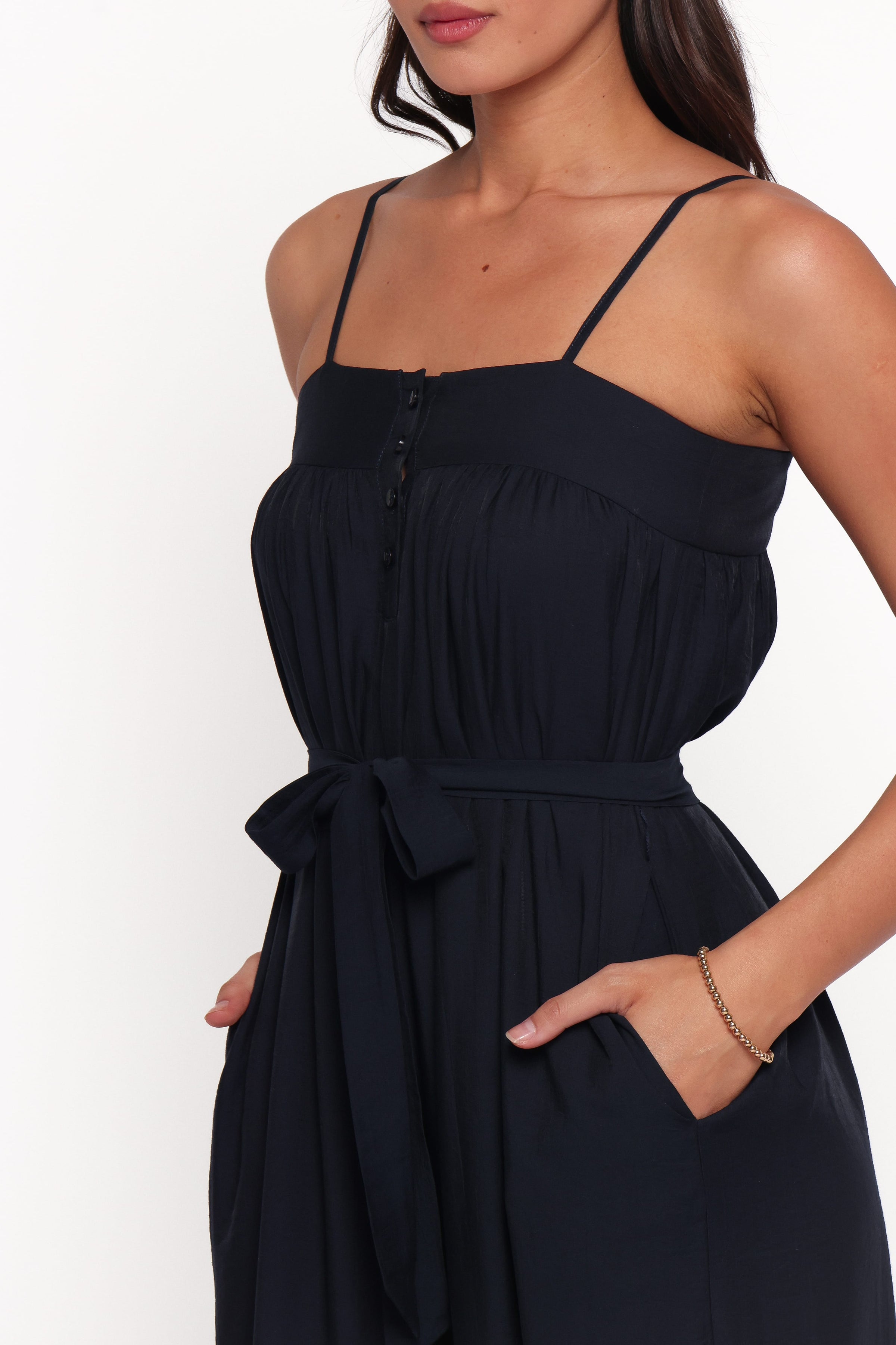 PLAYSUITS Gretal Tie Waist Jumpsuit - Navy