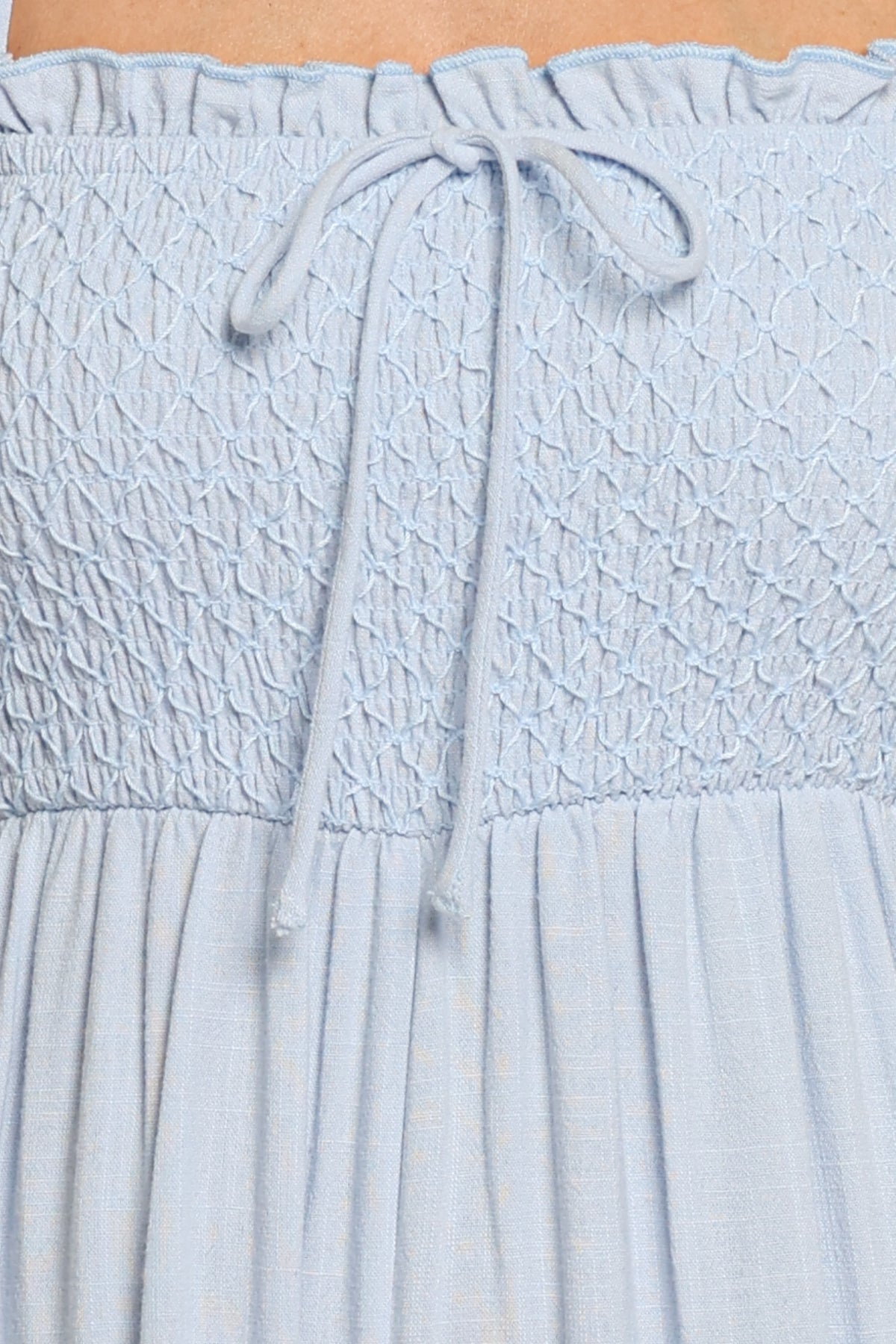 PLAYSUITS Indie Wide Leg Smocked Jumpsuit - Light Blue