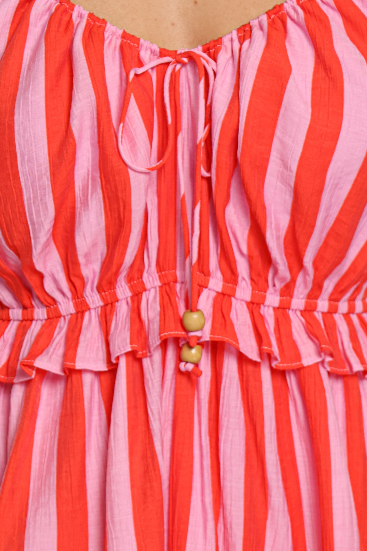 PLAYSUITS Janara Tie Strap Playsuit - Pink/Red Stripe