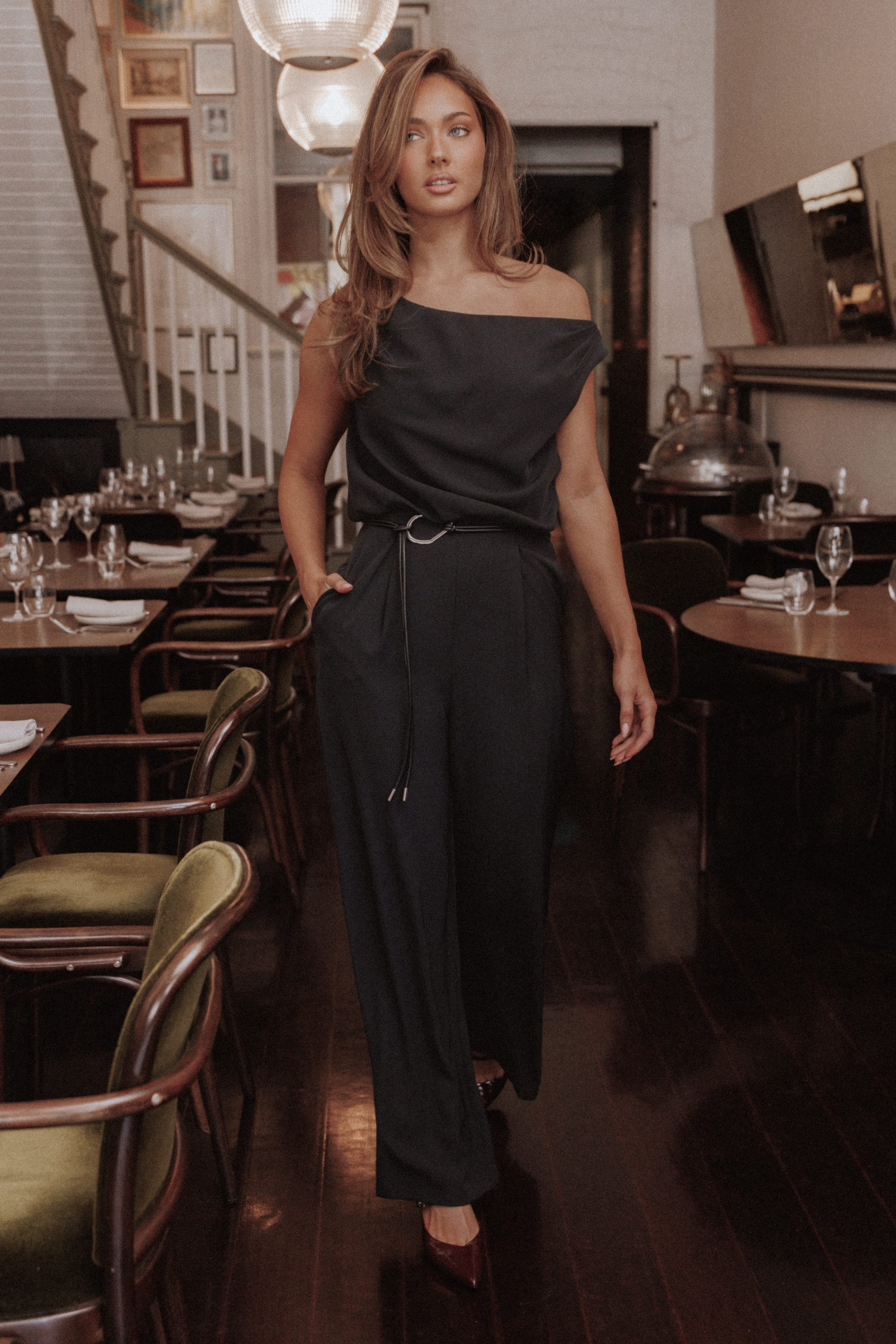 PLAYSUITS Maisie Off Shoulder Jumpsuit - Black