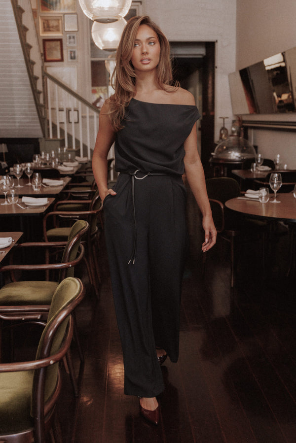 PLAYSUITS Maisie Off Shoulder Jumpsuit - Black