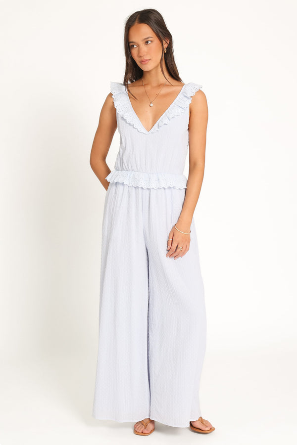PLAYSUITS Nadine Frill Jumpsuit - Baby Blue