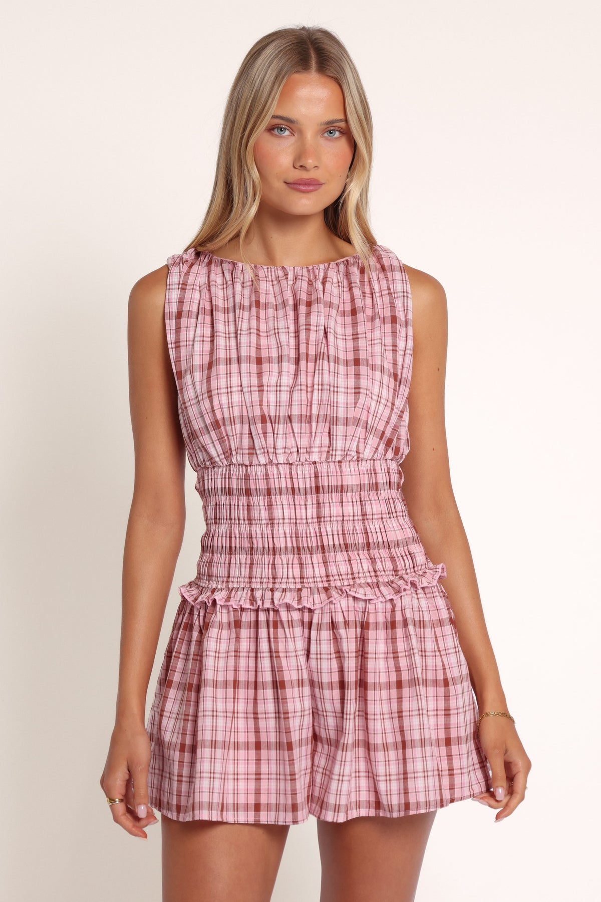 PLAYSUITS Ollie Playsuit - Pink/Brown Plaid