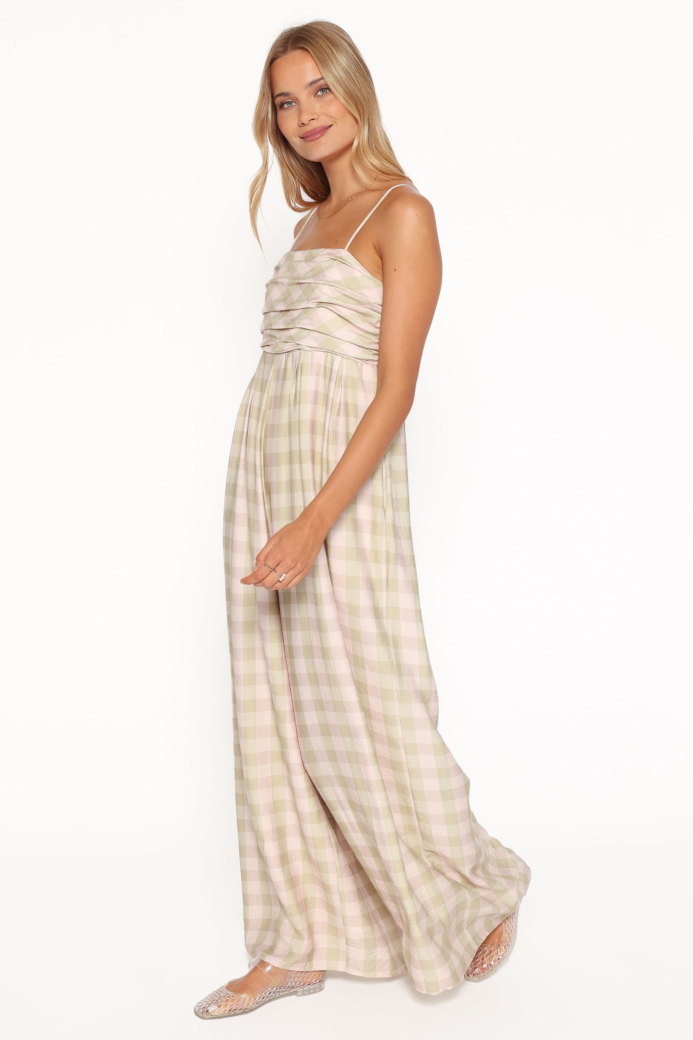PLAYSUITS Pricilla Jumpsuit - Green/Pink Gingham