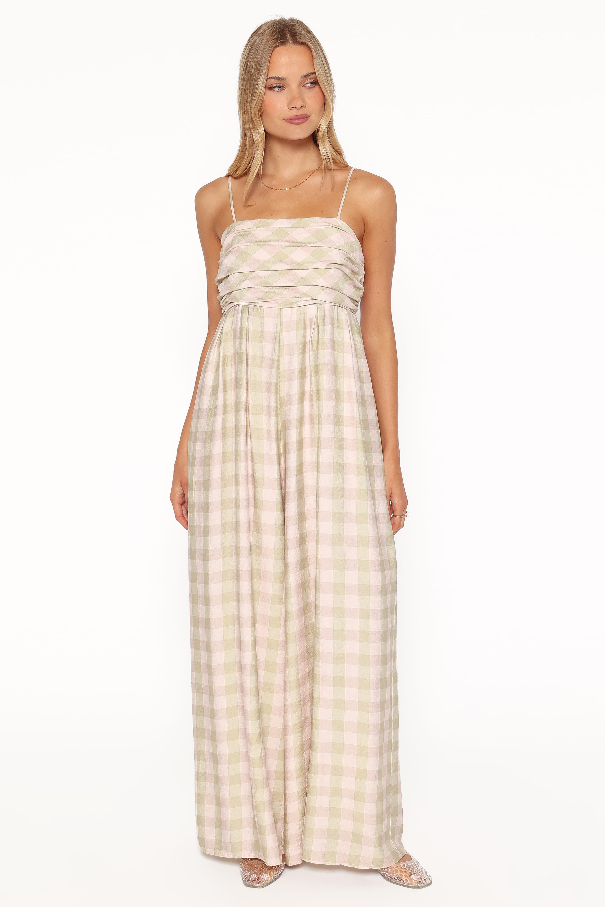 PLAYSUITS Pricilla Jumpsuit - Green/Pink Gingham