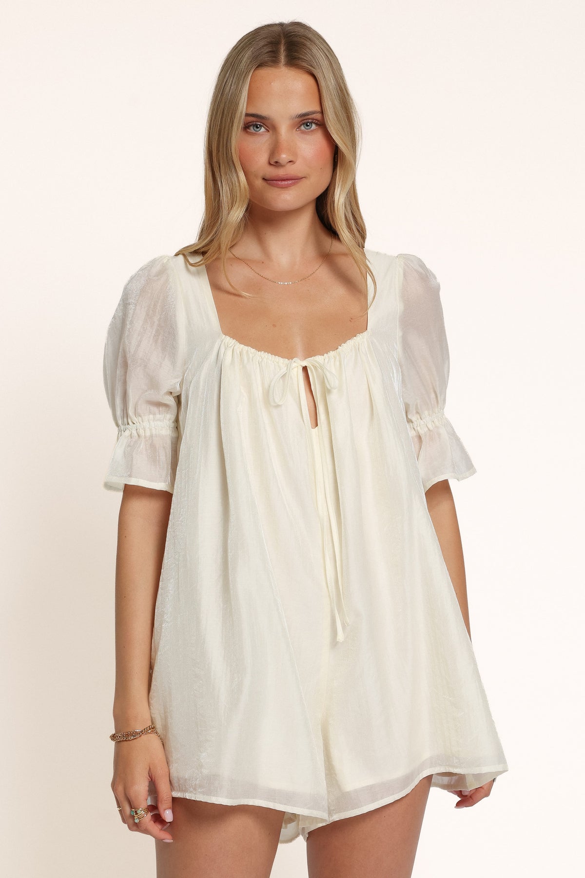 PLAYSUITS Ruthie Puff Sleeve Playsuit - Cream