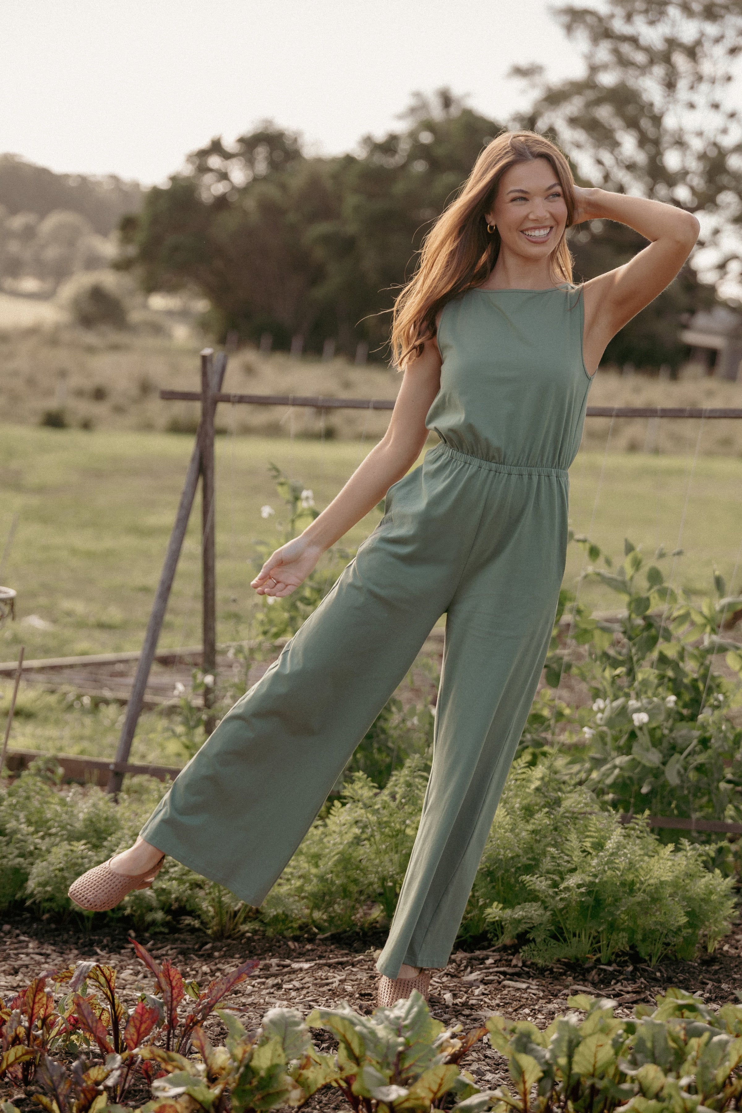 PLAYSUITS Sansa Stretch Jumpsuit - Sage Green