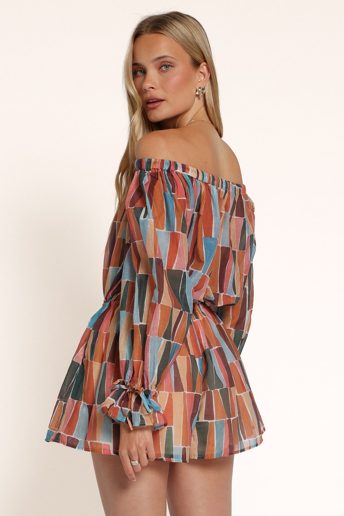 PLAYSUITS Siara Off Shoulder Playsuit - Multi Mosaic Print