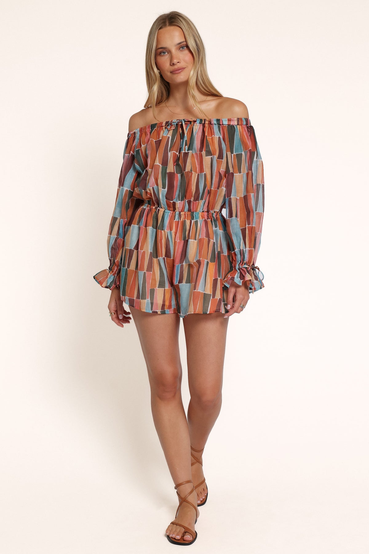 PLAYSUITS Siara Off Shoulder Playsuit - Multi Mosaic Print