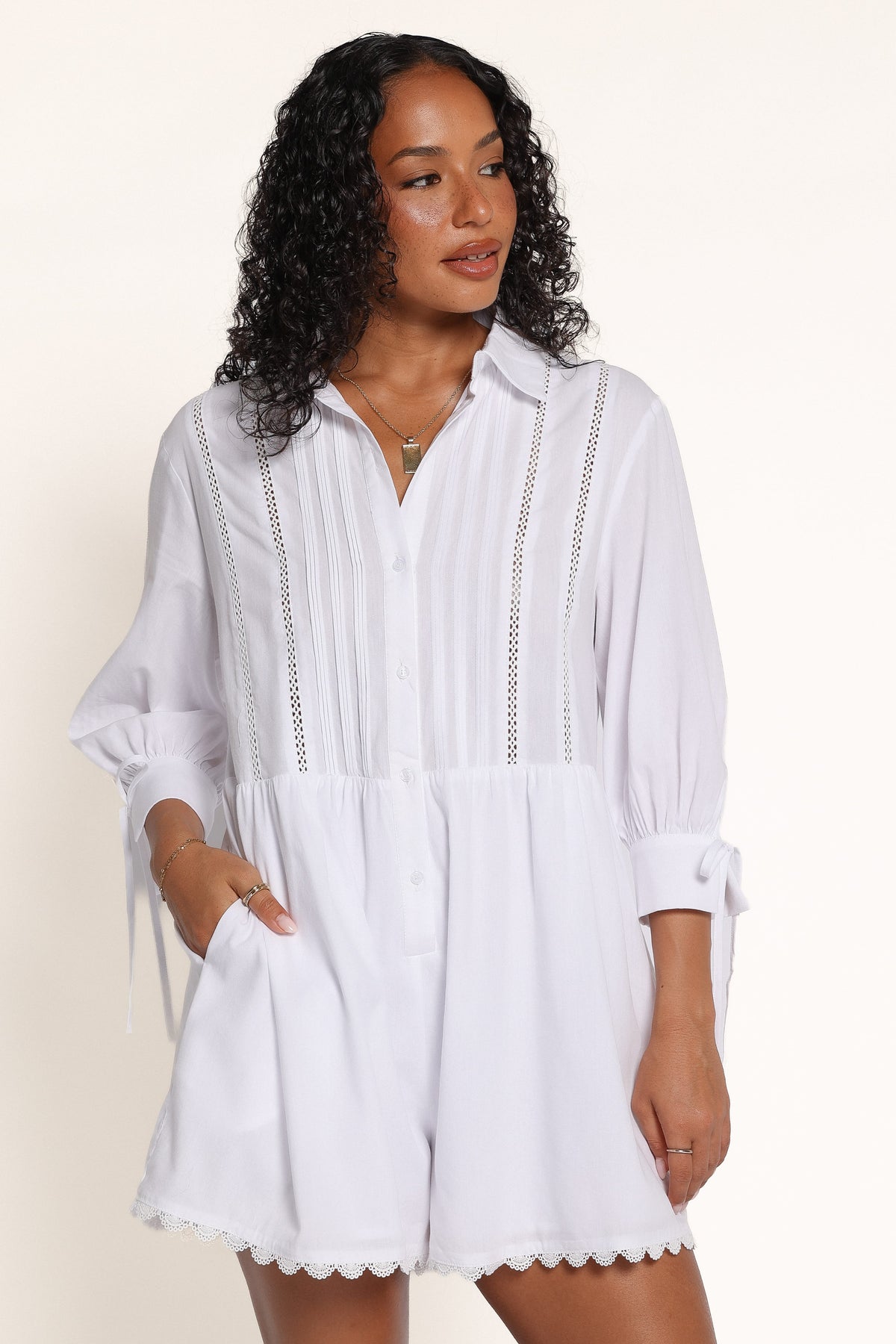 PLAYSUITS Tarlie Collared Playsuit - White