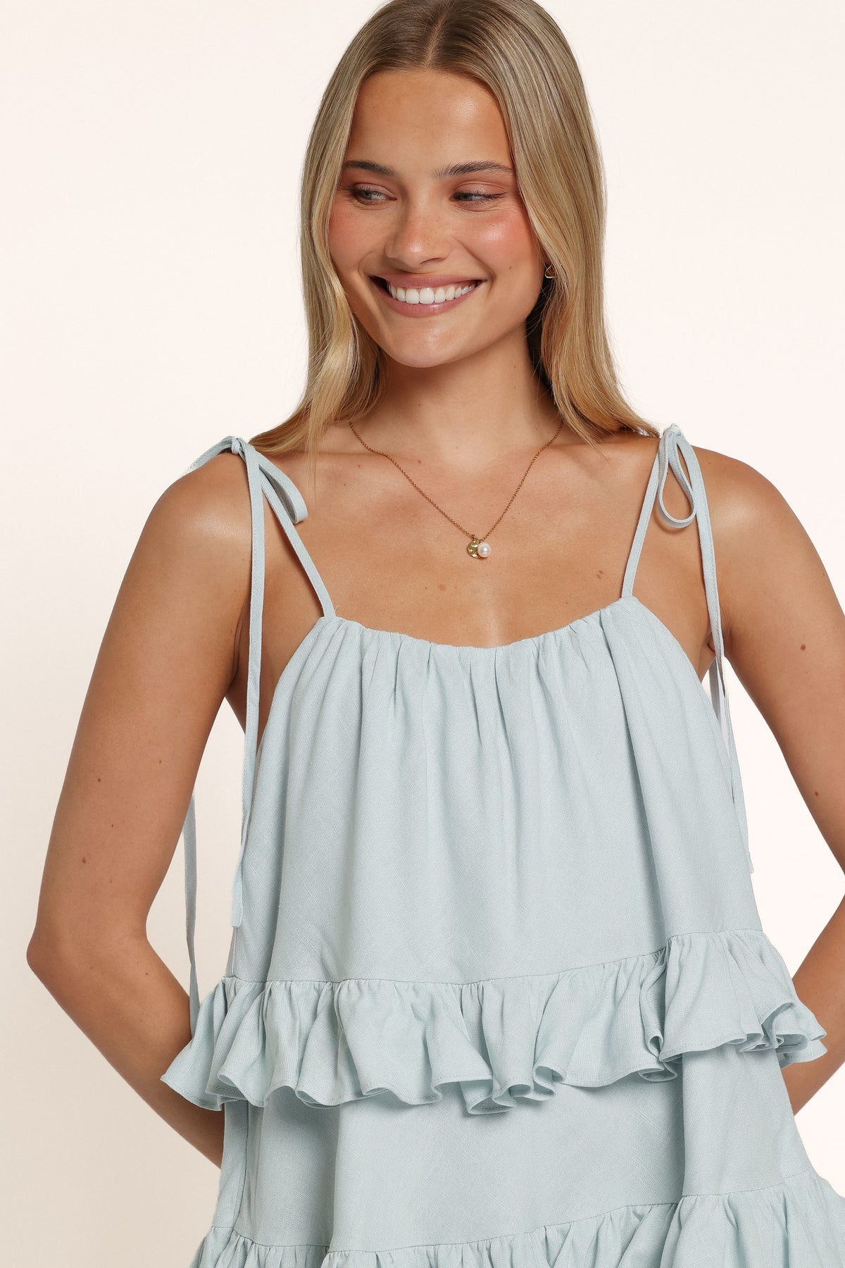 PLAYSUITS Vinnie Frill Playsuit - Seafoam Blue