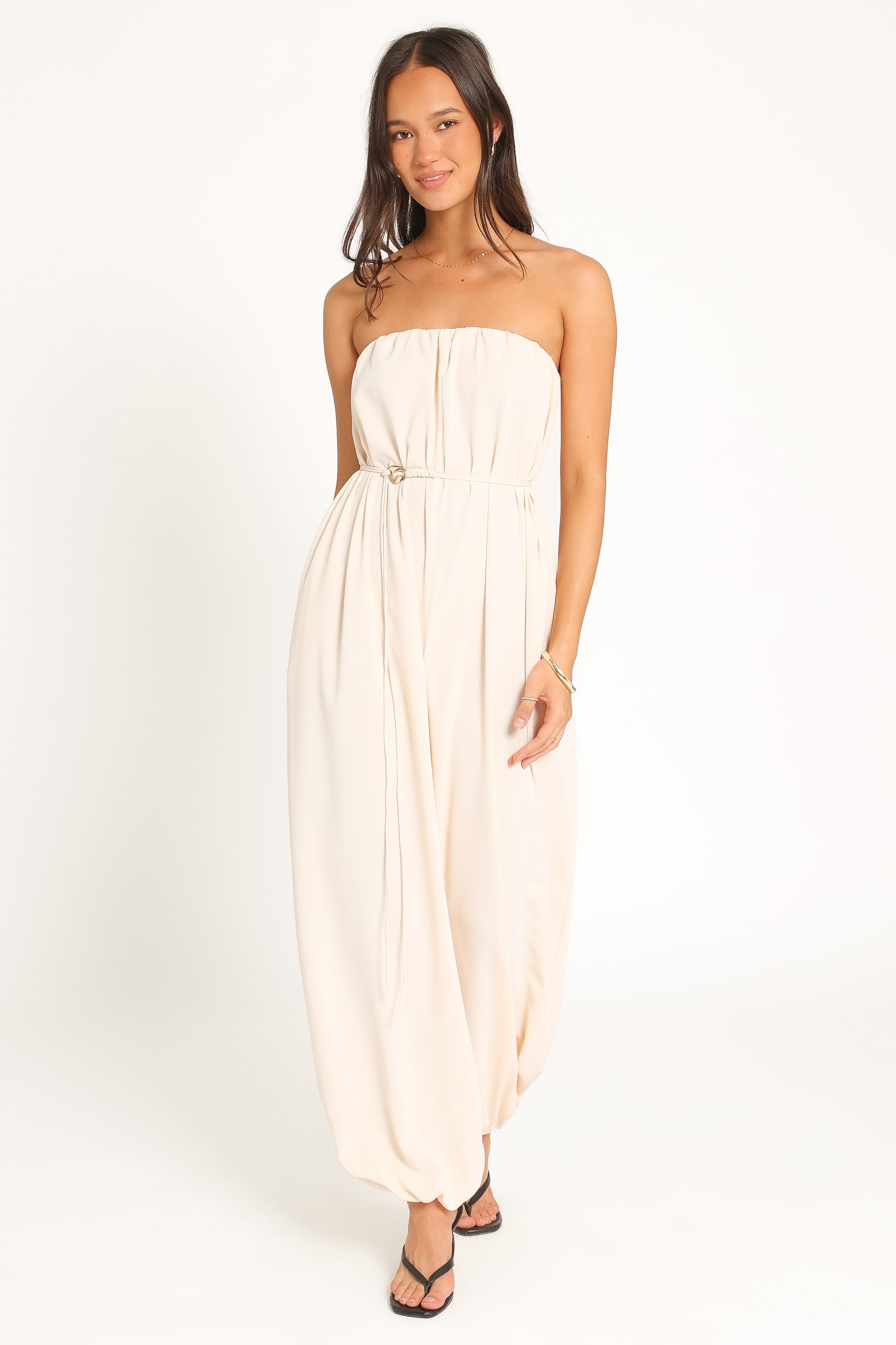 PLAYSUITS Zalia Strapless Jumpsuit - Cream