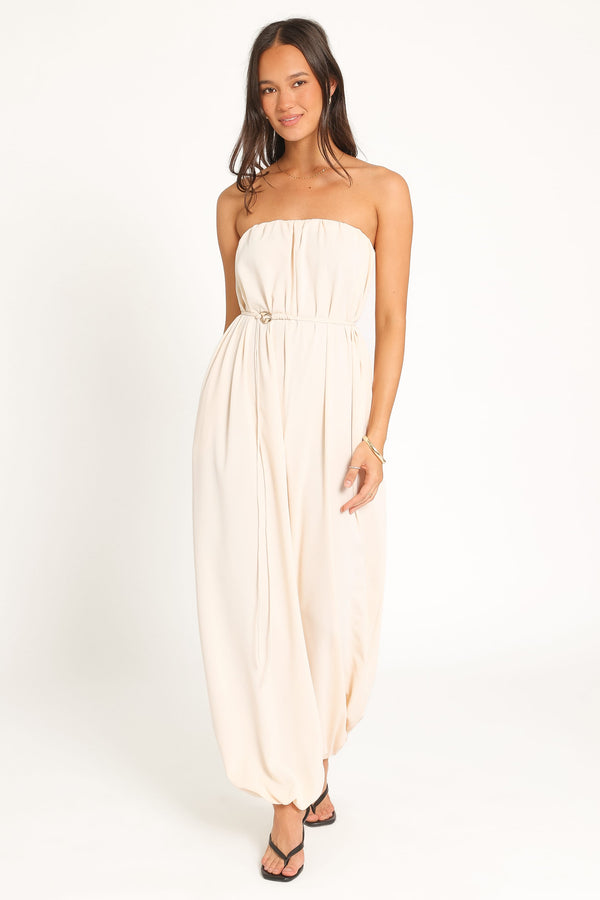 PLAYSUITS Zalia Strapless Jumpsuit - Cream