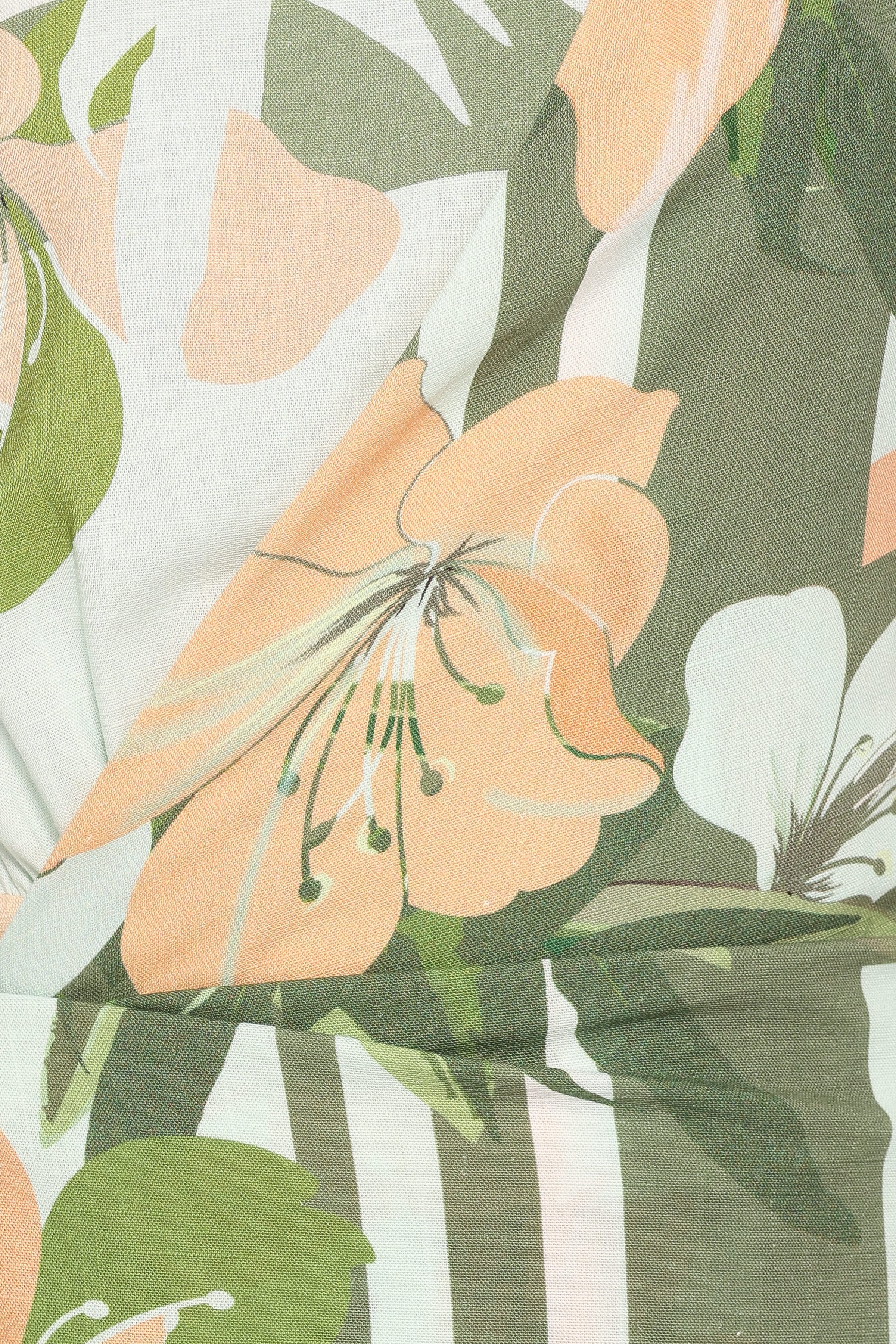 PLAYSUITS Zayley Faux Wrap Playsuit - Peach/Green Floral