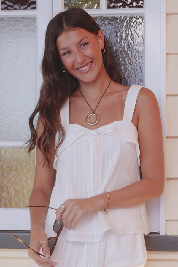 Ayden Tie Detail Top - White