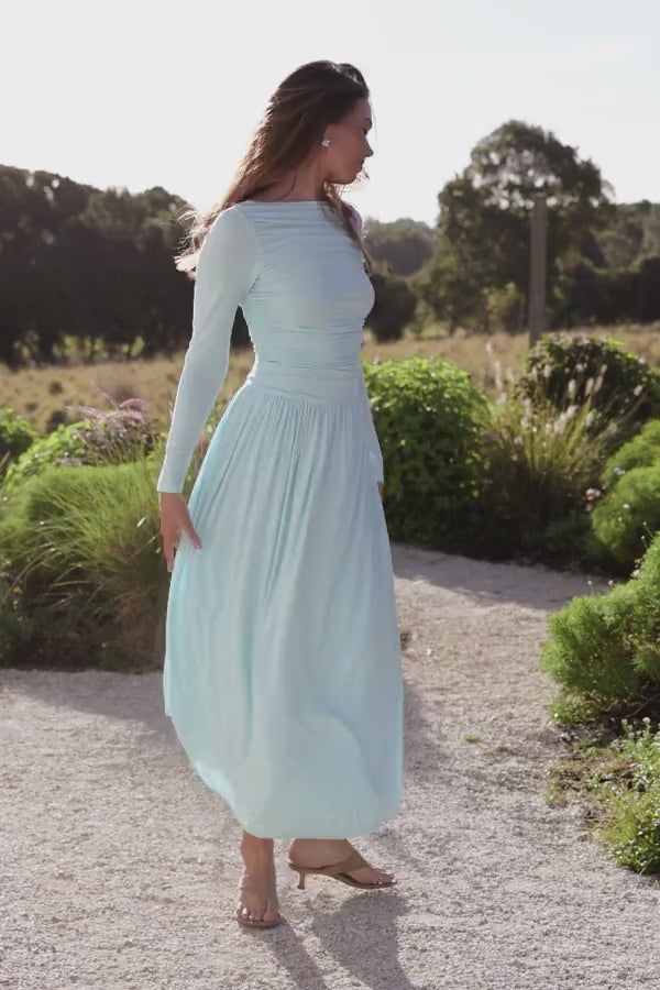 Shirley Long Sleeve Maxi Dress - Ice Blue