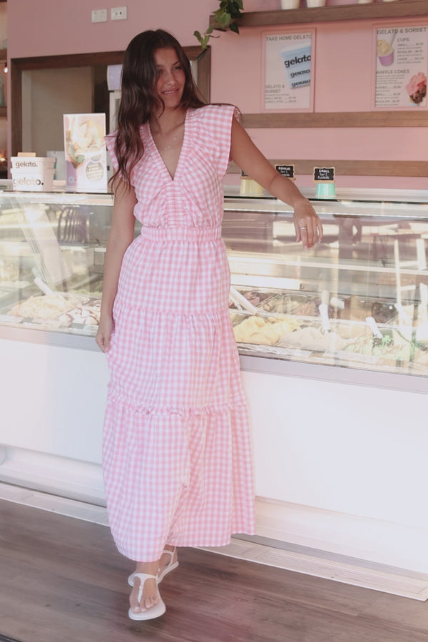Dian Maxi Dress - Pink Gingham