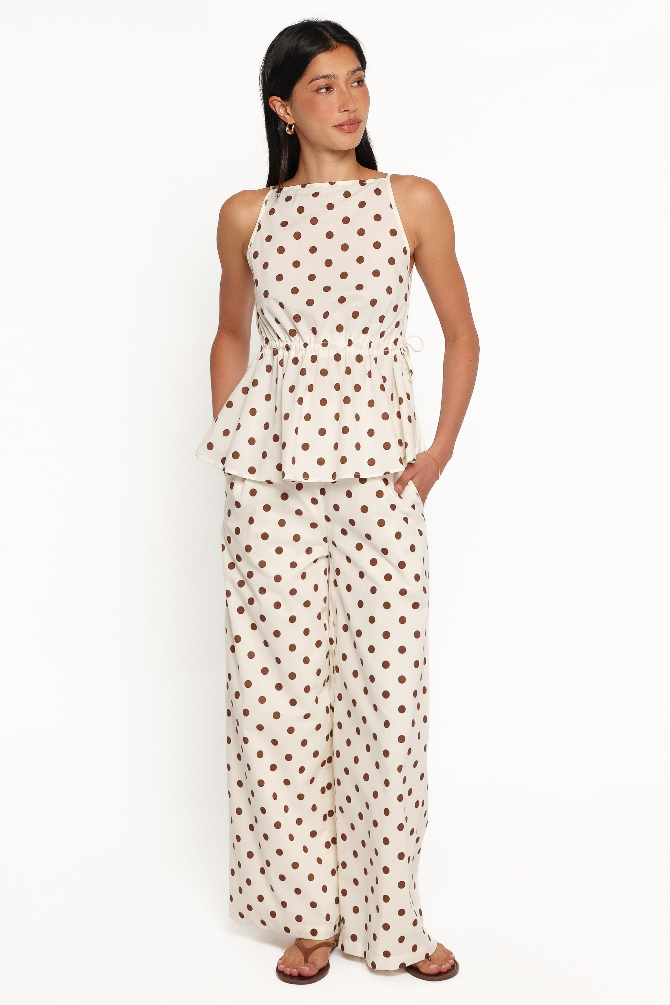 SETS Annika Pant Set - Cream Polka Dot