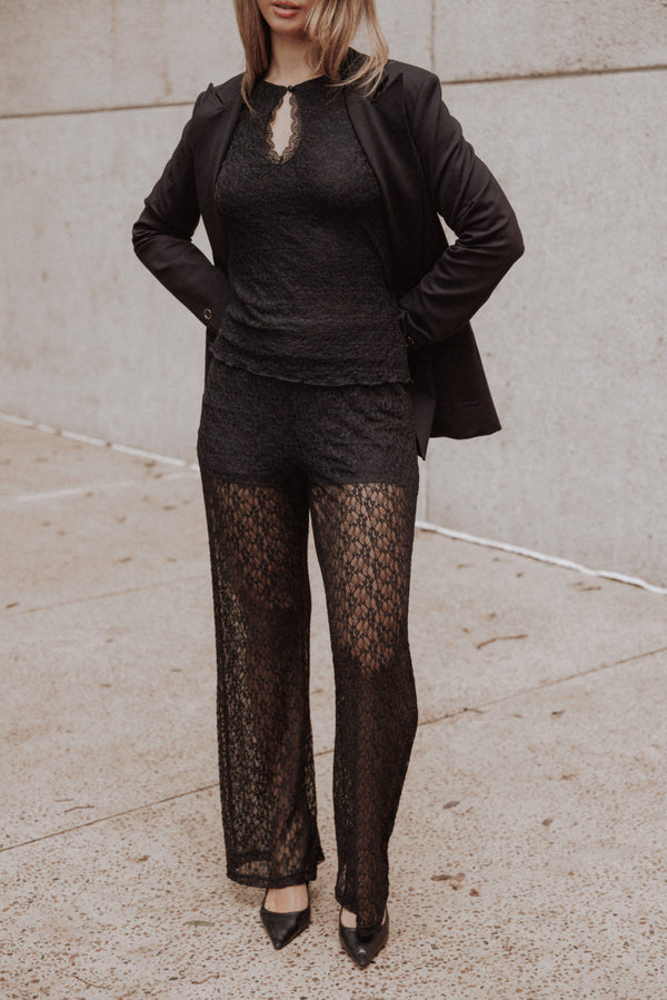 SETS Bellis Lace Pant Set - Black