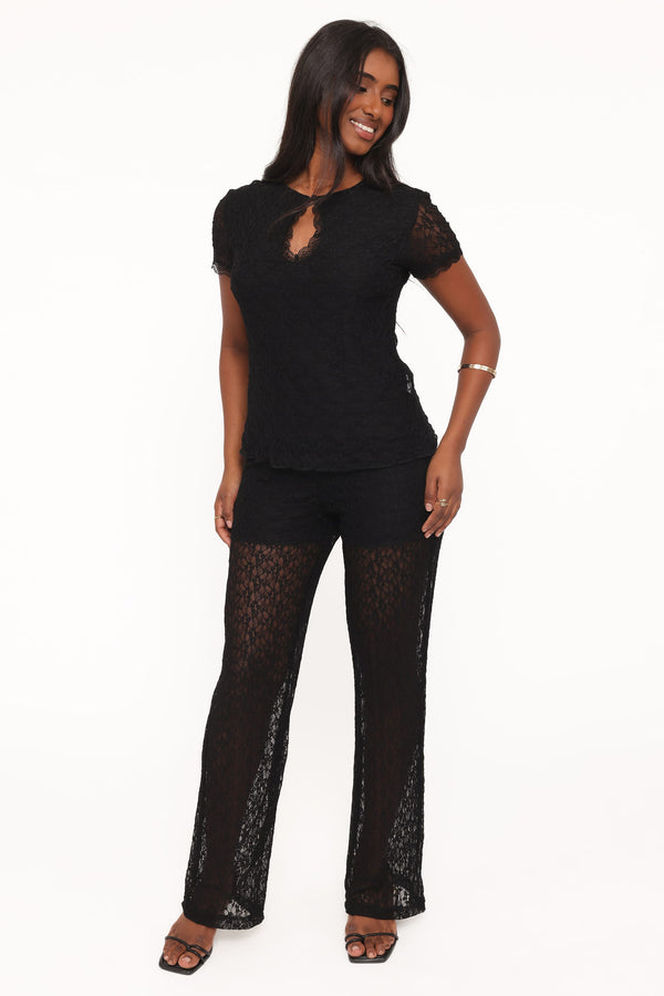 SETS Bellis Lace Pant Set - Black