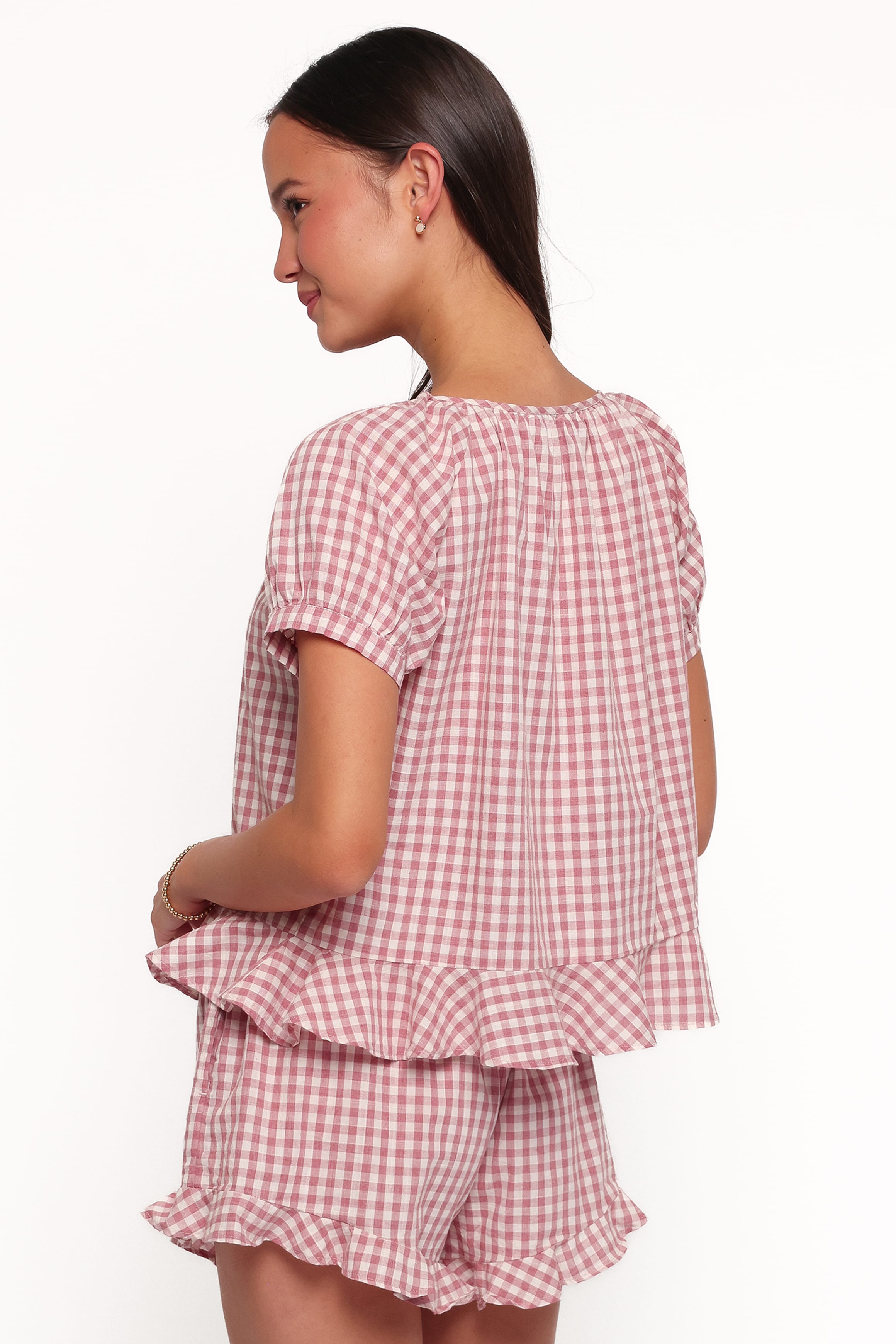 SETS Carlie Babydoll Short Set - Blush Gingham