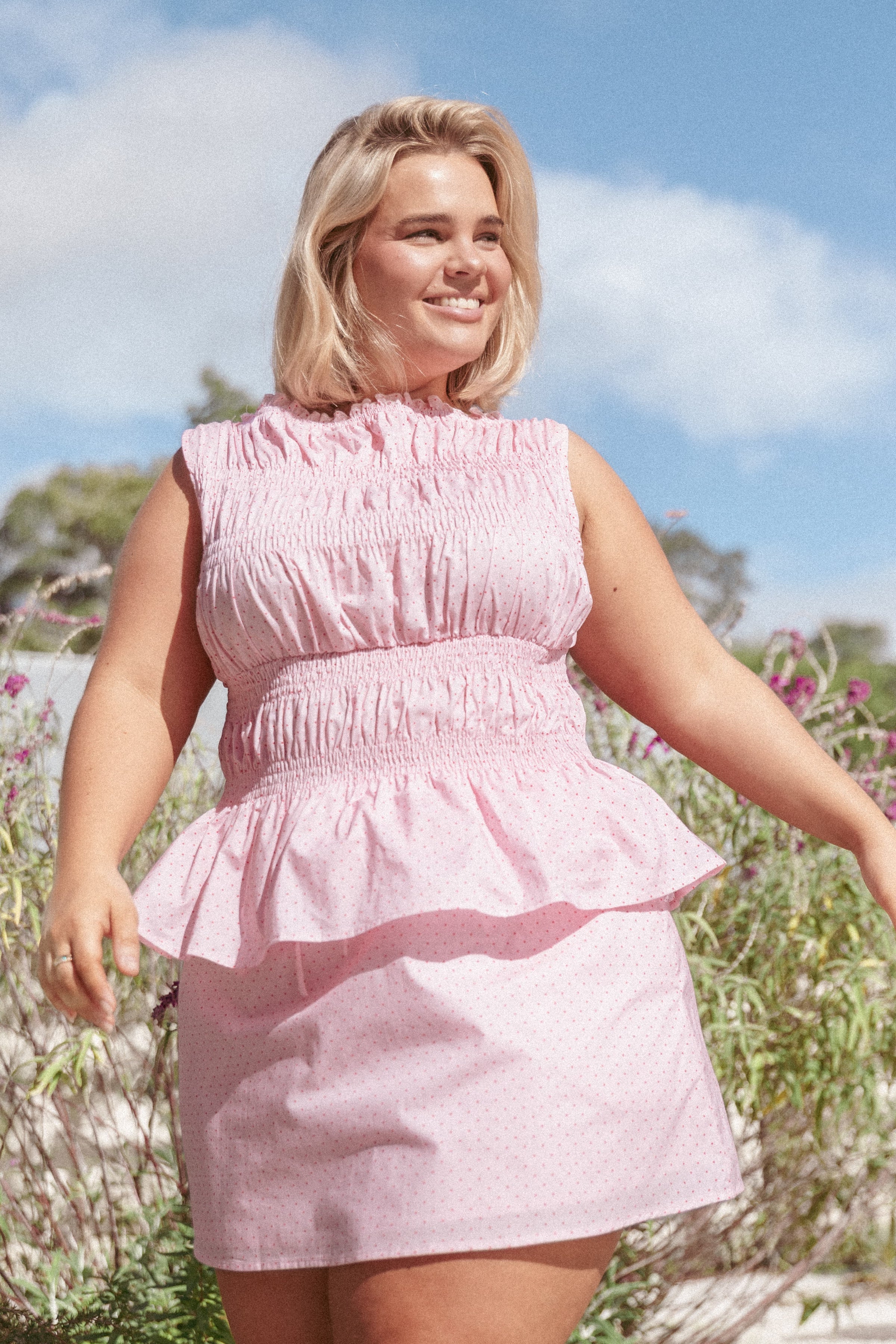 SETS Daisy Skirt Set - Pink Polka Dot