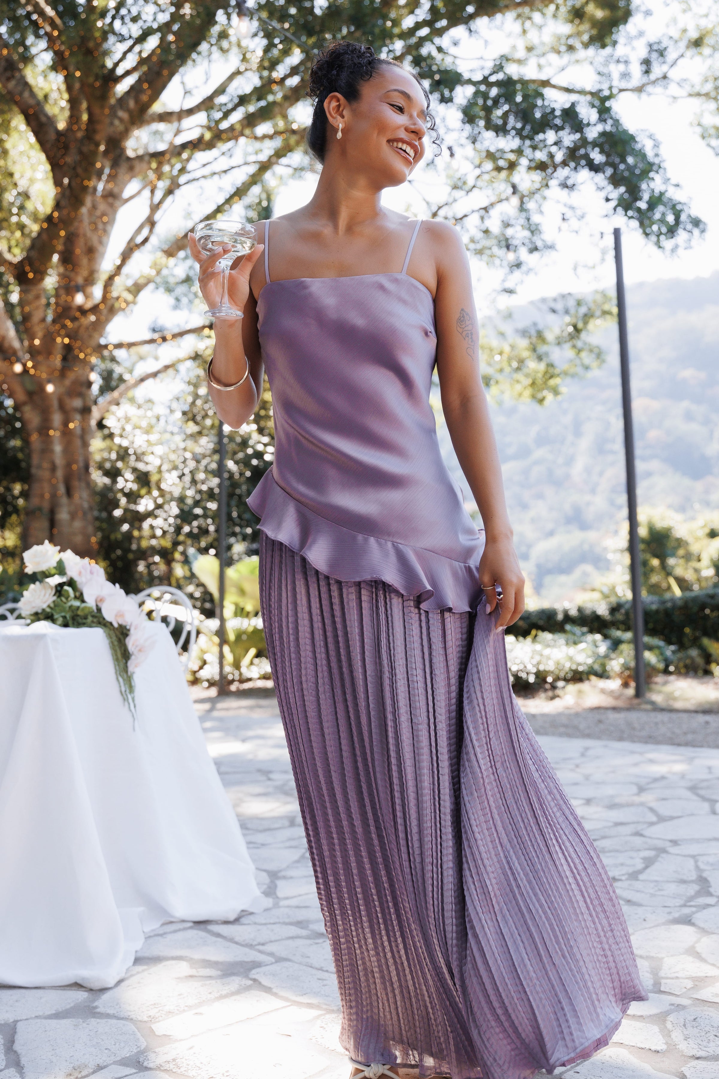 SETS Delvine Asymmetrical Skirt Set - Lilac