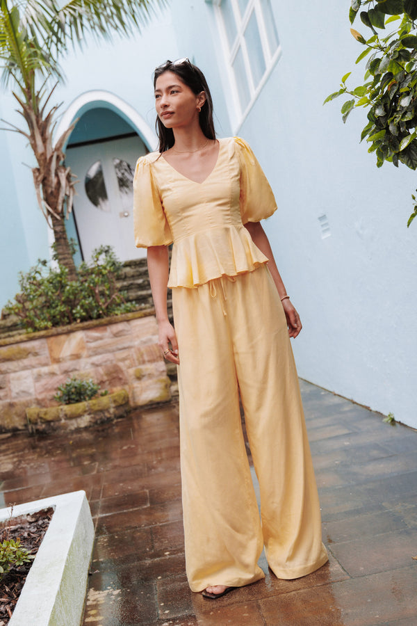 SETS Hannah Peplum Pant Set - Yellow