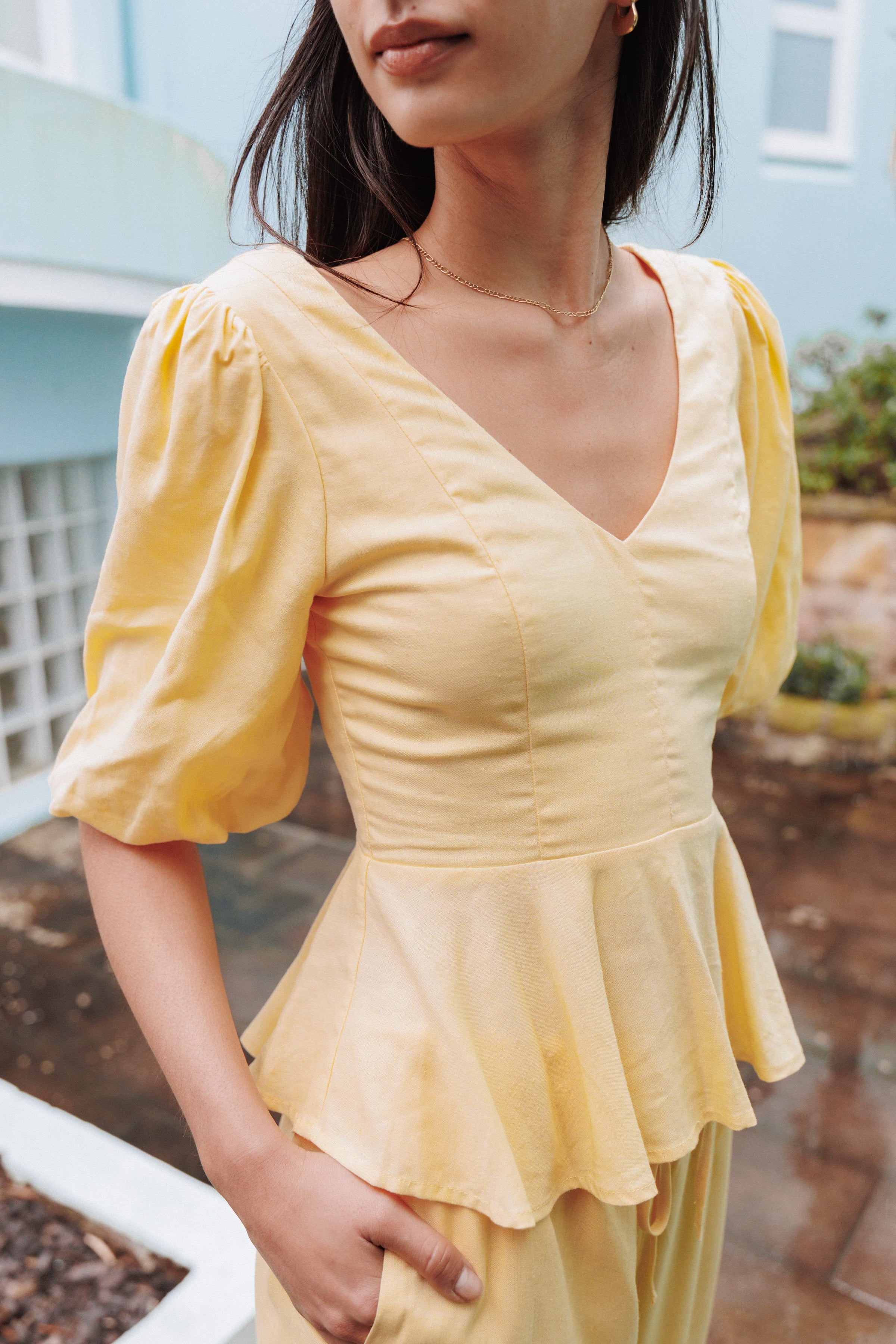 SETS Hannah Peplum Pant Set - Yellow