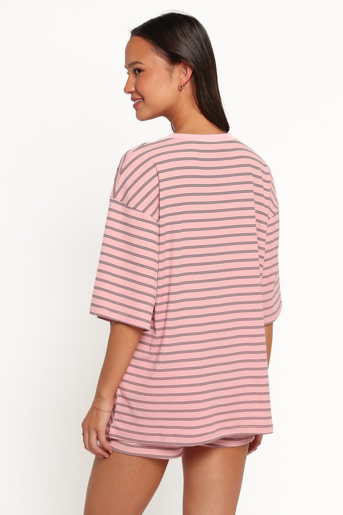 SETS Jazmine Knit Short Set - Pale Pink Stripe