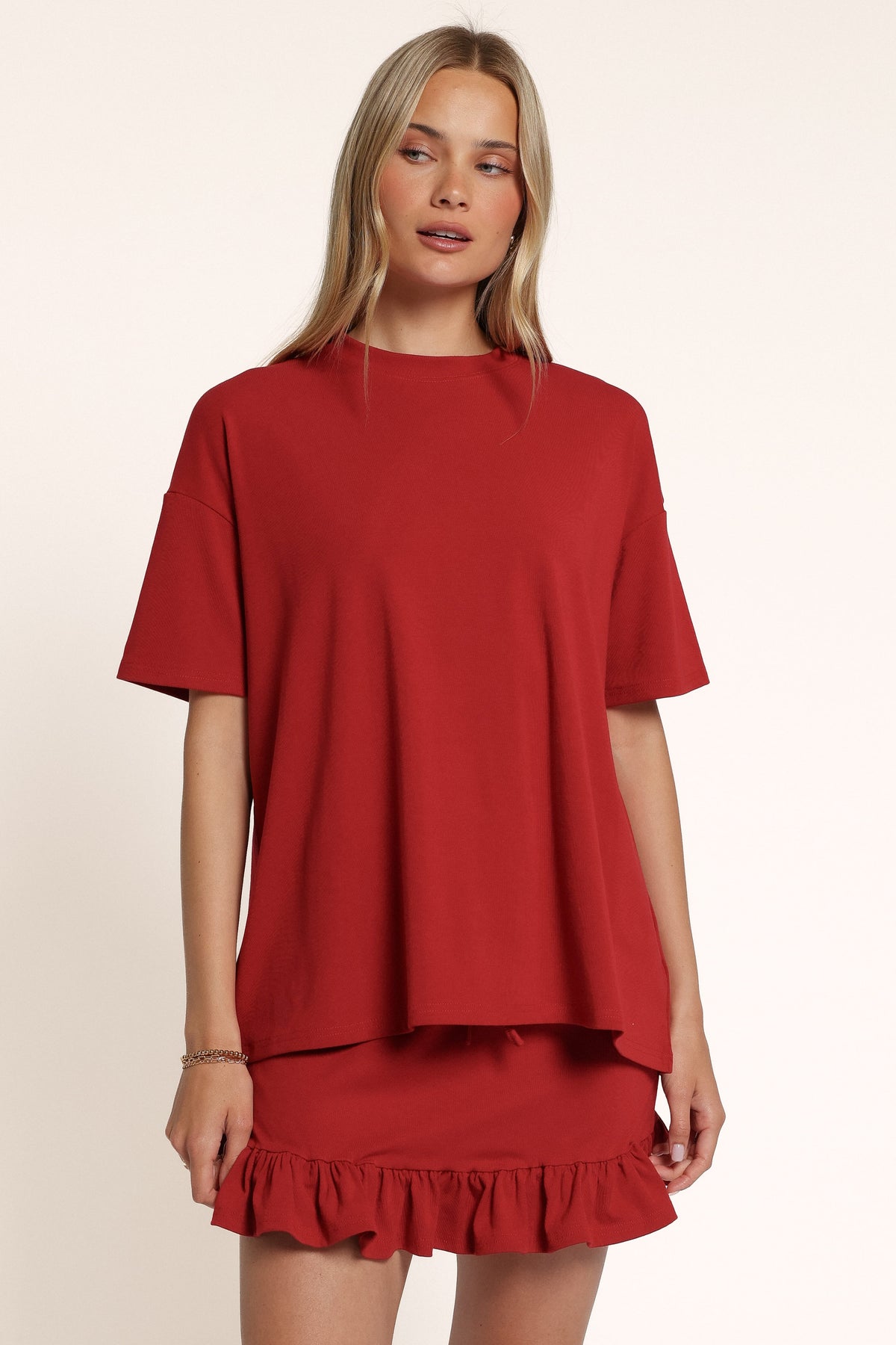SETS Jemima Jersey Mini Skirt Set - Cranberry