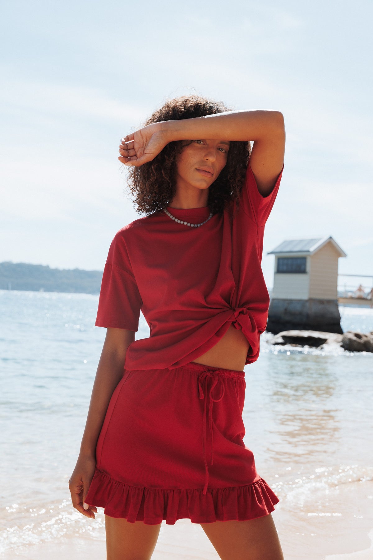 SETS Jemima Jersey Mini Skirt Set - Cranberry