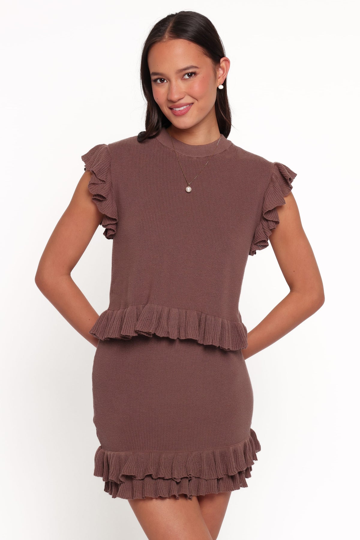 SETS Mandie Mini Skirt Set - Chocolate Brown