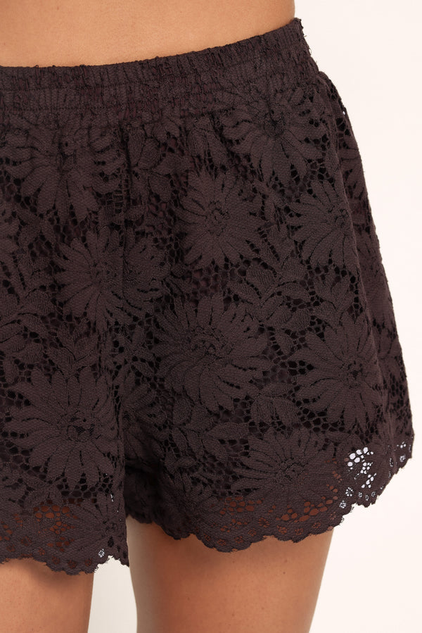 SETS Nicki Lace Short Set - Chocolate Brown