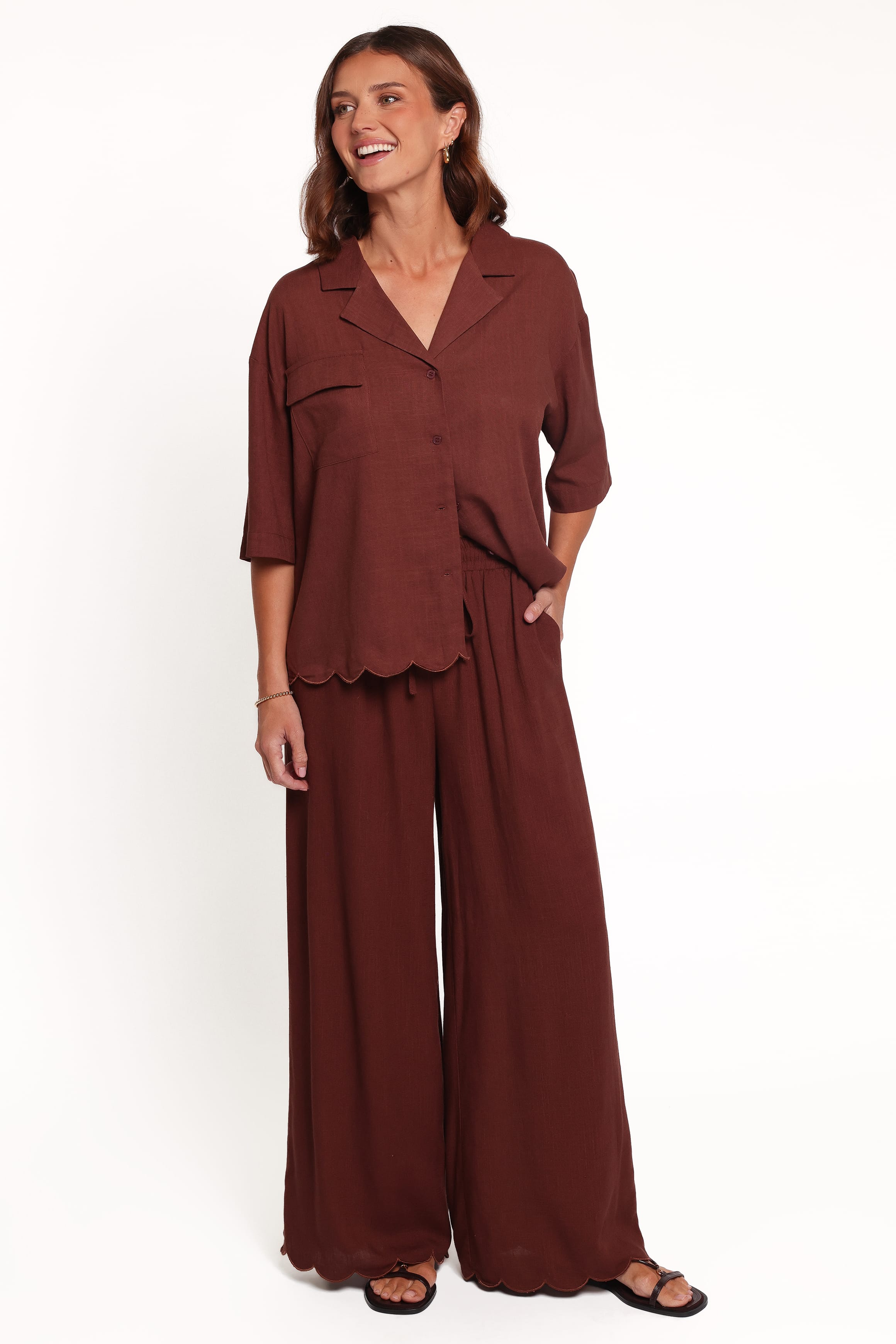 SETS Perla Relaxed Pant Set - Brown