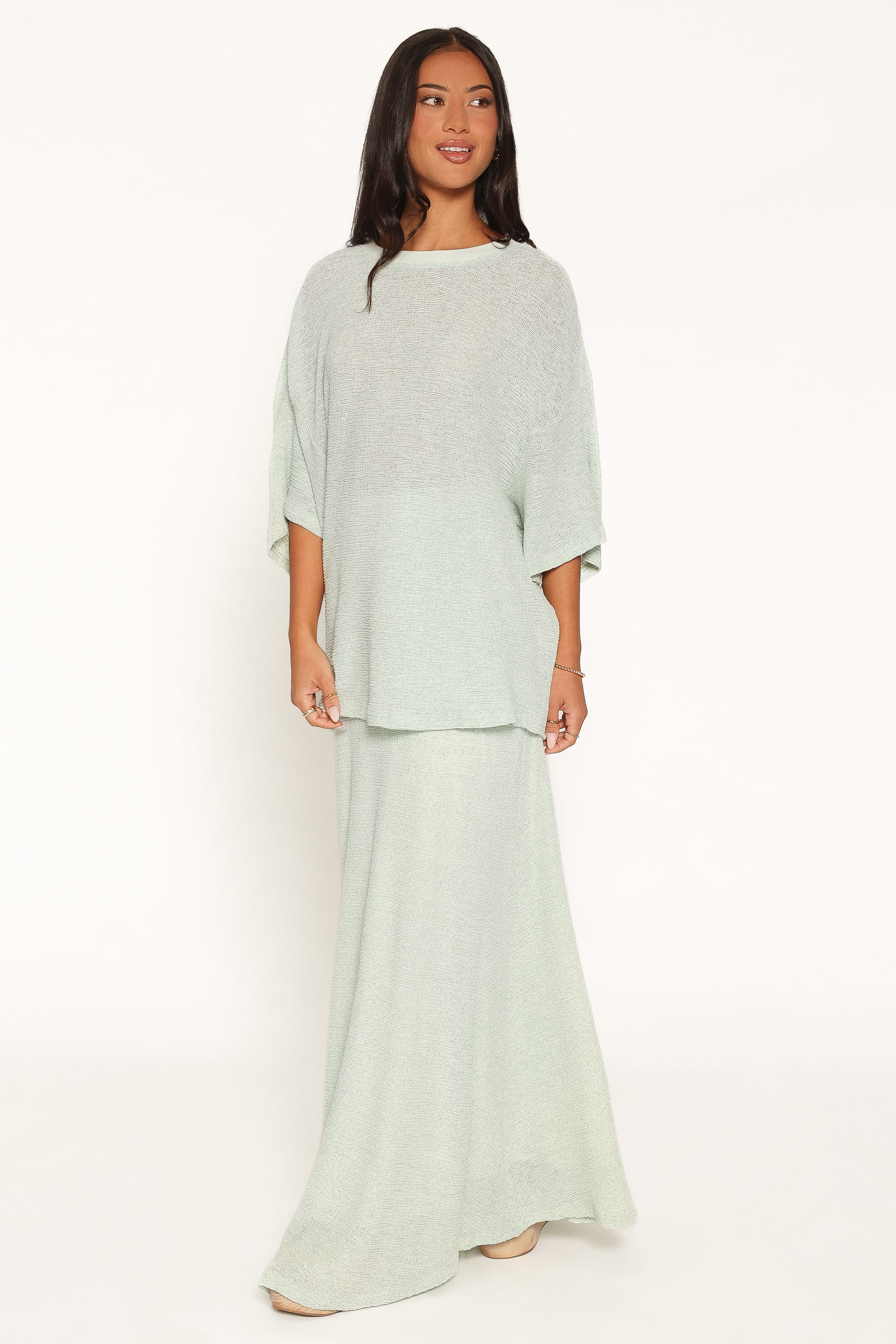 SETS Rebecca Textured Skirt Set - Green