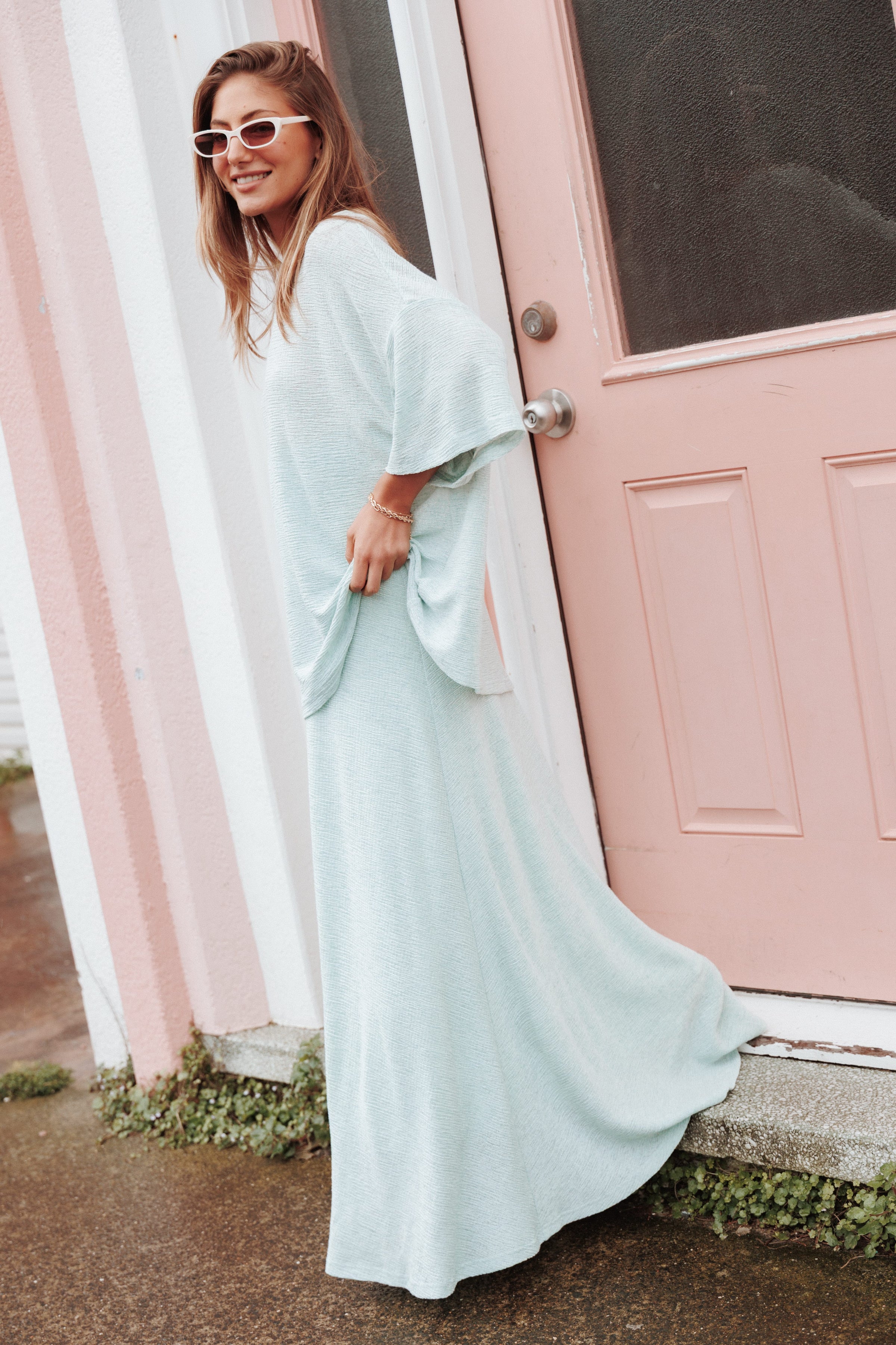 SETS Rebecca Textured Skirt Set - Green