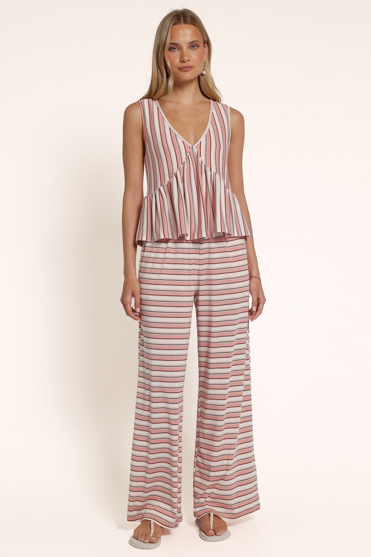 SETS Rikki Jersey Pant Set - Pink Stripe