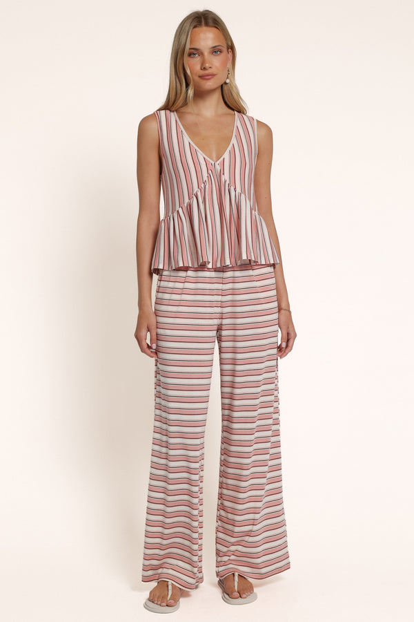 SETS Rikki Jersey Pant Set - Pink Stripe