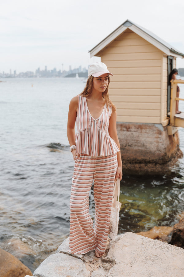 SETS Rikki Jersey Pant Set - Pink Stripe