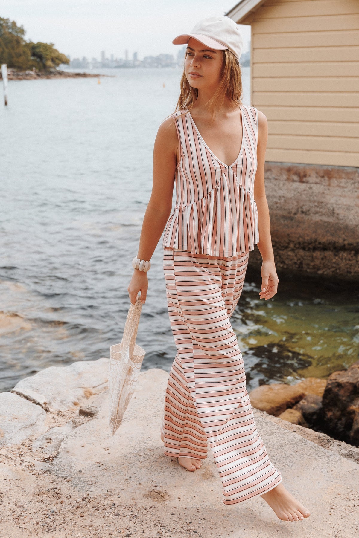 SETS Rikki Jersey Pant Set - Pink Stripe