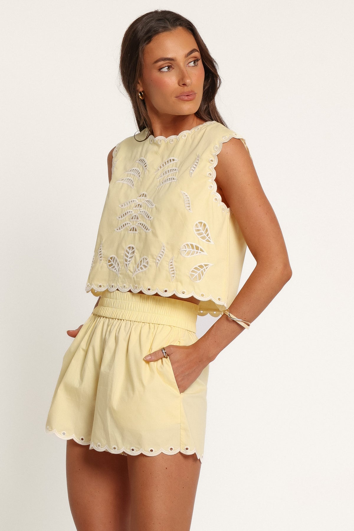 SETS Sellie Embroidered Short Set - Yellow