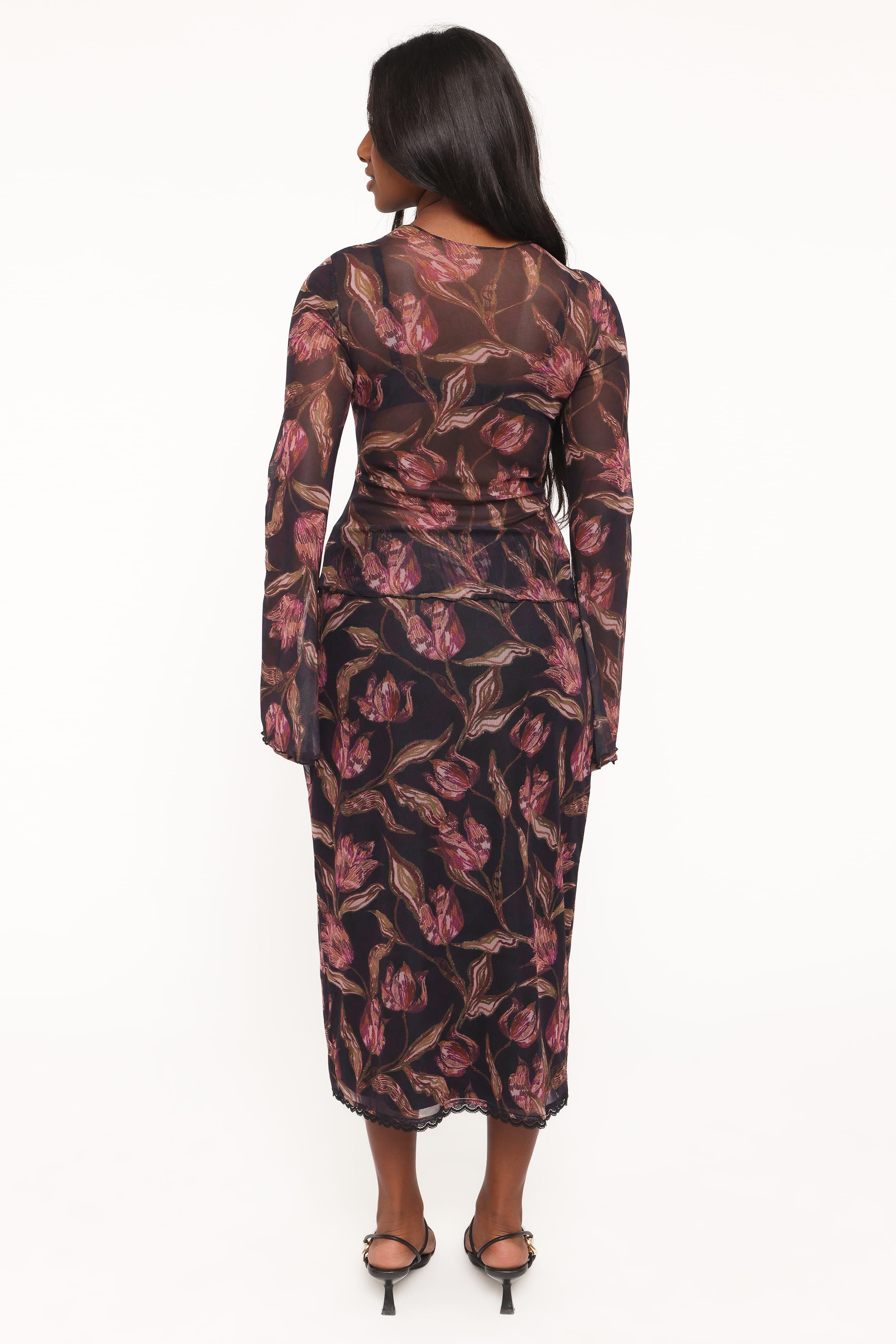SETS Steele Mesh Skirt Set - Dark Plum Floral