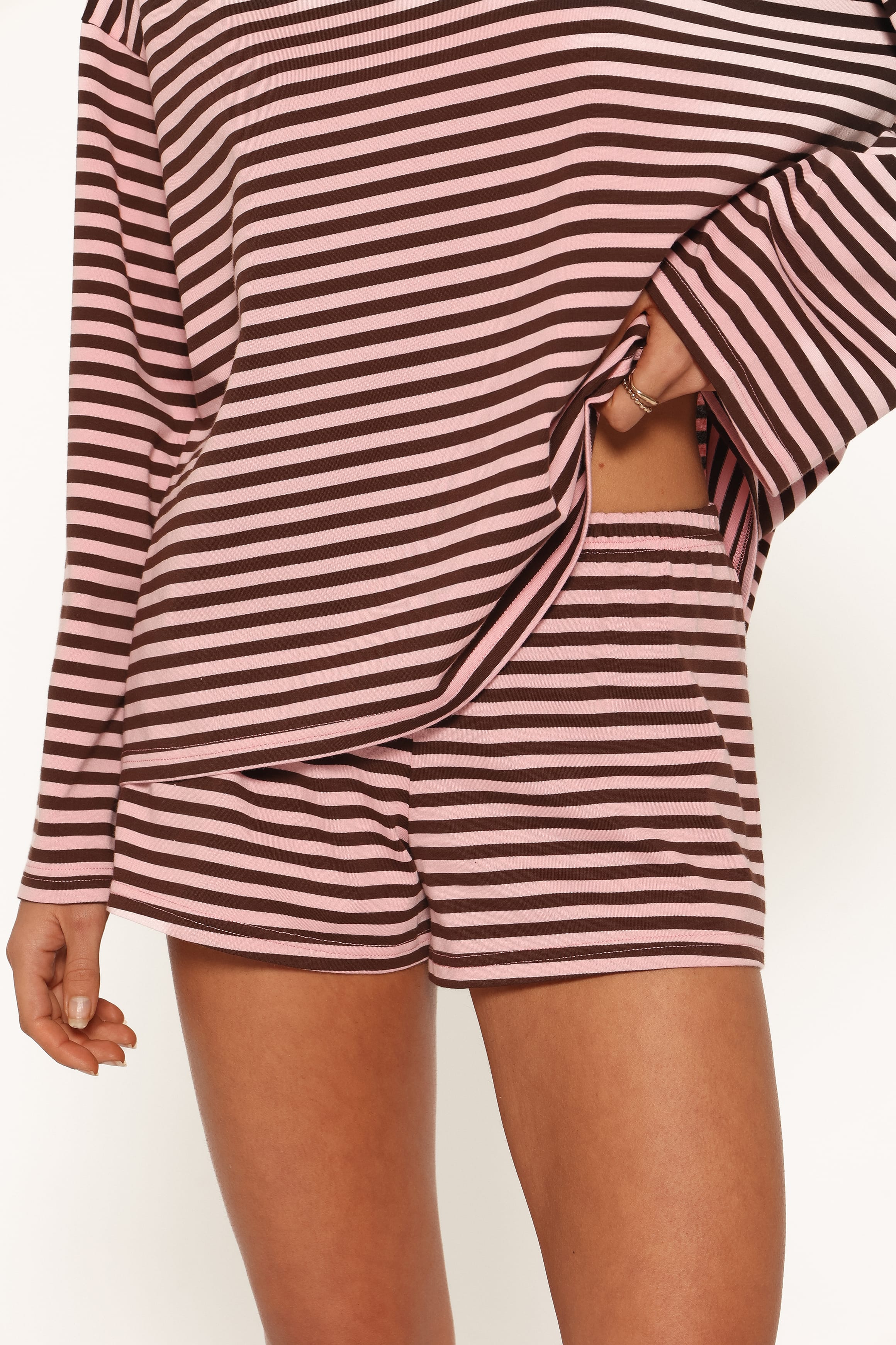 SETS Tallulah Knit Short Set - Pink Stripe