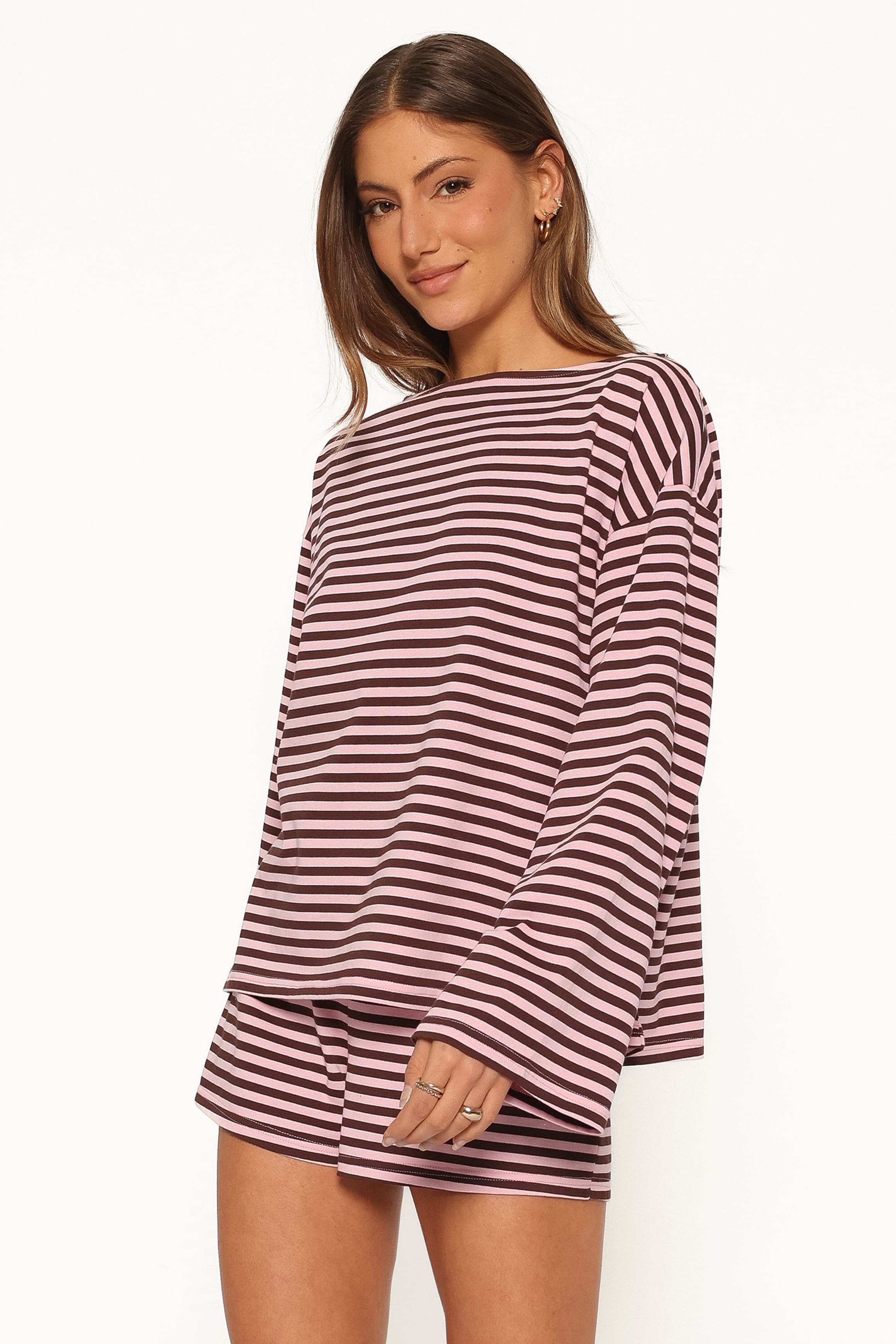 SETS Tallulah Knit Short Set - Pink Stripe