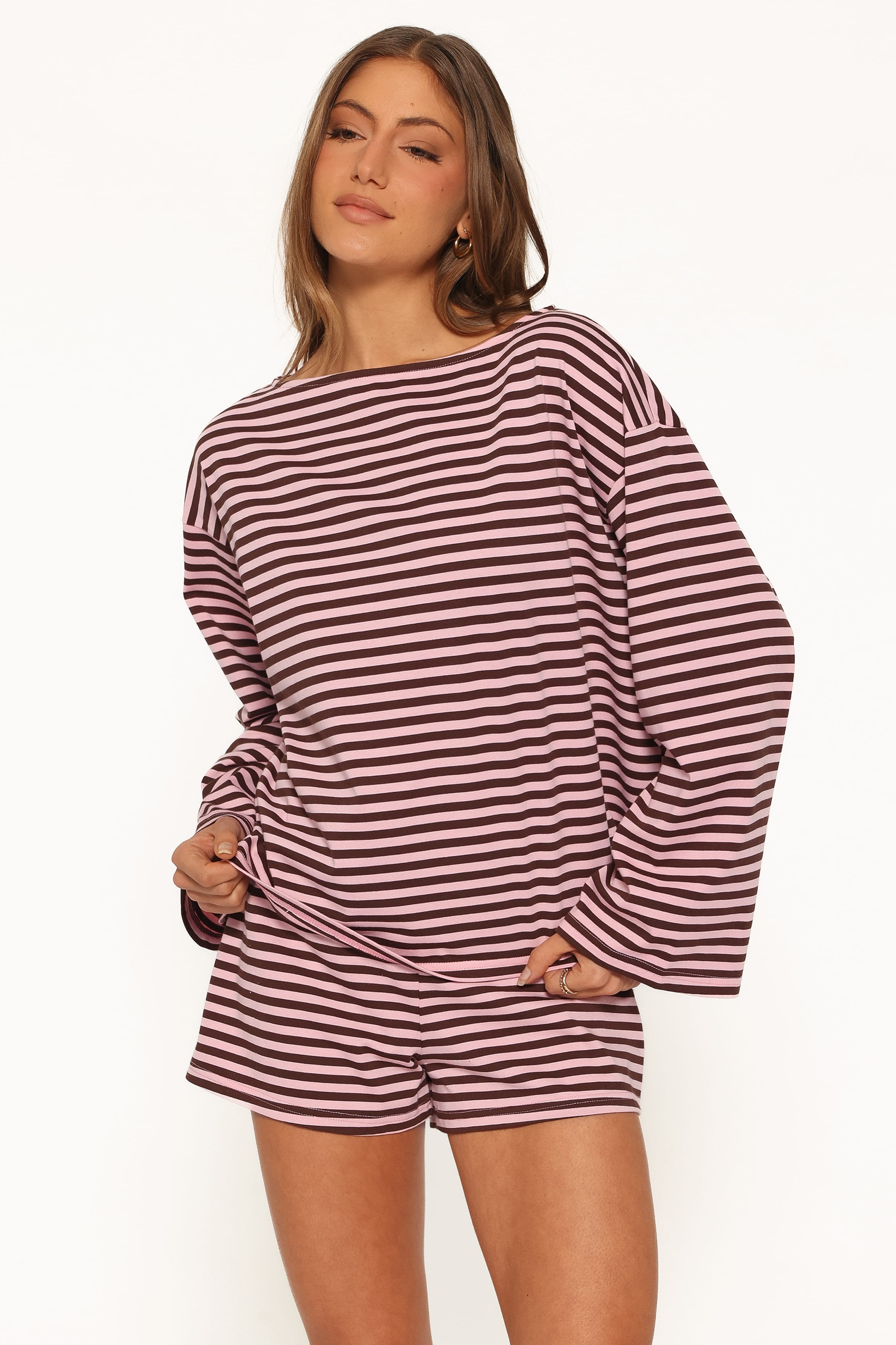 SETS Tallulah Knit Short Set - Pink Stripe